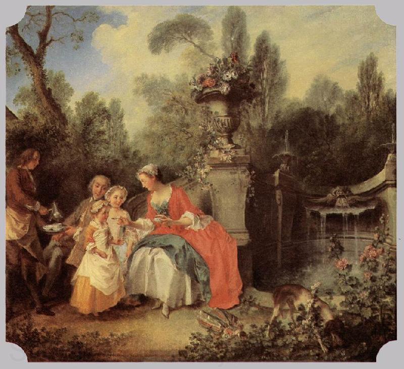 Nicolas Lancret Lady Gentleman with two Girls and Servant Spain oil painting art